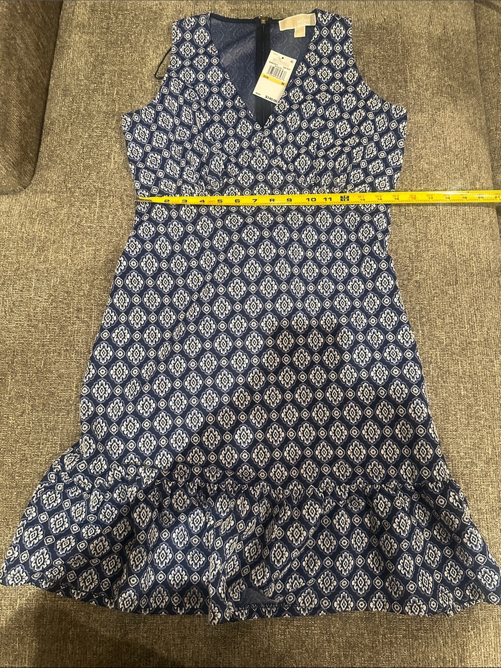 Michael Kors Navy and White Sleeveless Printed Midi Dress - Picture 4 of 5